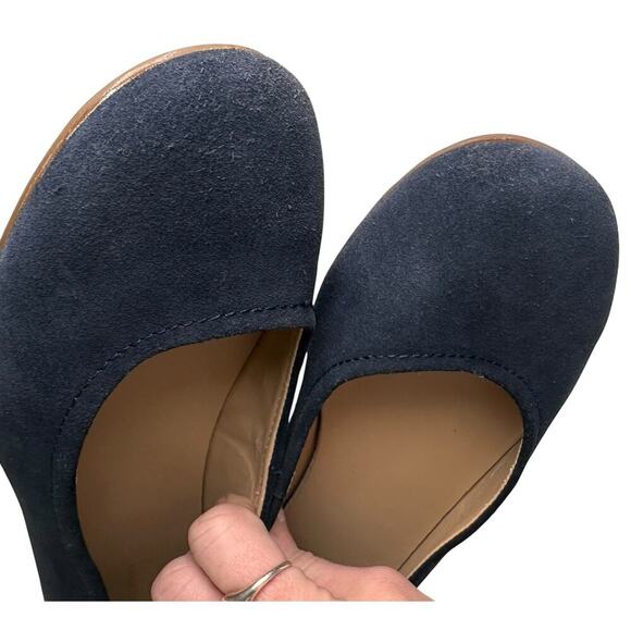 Lands End Suede Ballet Flats Navy Sz 7 Balletcore Career School Preppy Casual - Picture 3 of 13